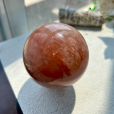 720g NATURAL RED FIRE QUARTZ Hematoid Crystal Sphere Ball Display 80mm 2th picture