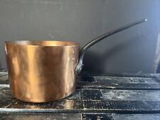 ANTIQUE 1800s French Copper Pot with Cast Iron Handle Large Heavy 7LB Rivets 6Q picture