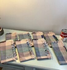 Cloth Napkins Vintage Plaid Pastels-Great Basket Liners-Some Perfect Some w/Wear picture