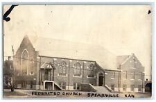 c1940's Federated Church Spearville Kansas KS RPPC Photo Vintage Postcard picture
