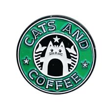 Cats and Coffee Starbucks Logo Enamel Pin picture