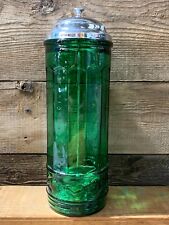 Vintage Green Glass, Straw Holder, 11
