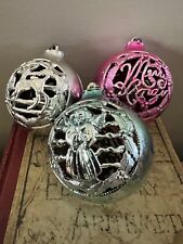 Vintage Bradford Filigree Plastic Christmas ornaments- lot of 3 picture