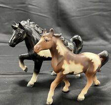 2 Vintage Victoria Ceramics Horse Figurine Black and White Brown White Japan picture