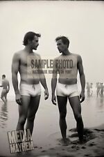 Two Young Men White Briefs Swimsuit Bulge Print 4x6 Gay Interest Photo #102 picture