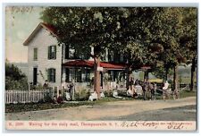 1907 View Of Waiting For The Daily Mail Thompsonville New York NY Postcard picture
