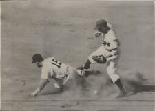 1948 Press Photo Yankees Tom Henrich and Dodger Pee Wee Reese Action Shot picture