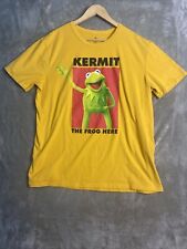 Disney Parks Large Unisex Yellow Kermit the Frog Here T Shirt picture