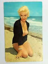Vintage Postcard Blonde Woman in Swimsuit Beauty on the Beach with Ocean picture