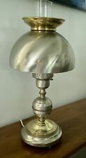 Underwriters Lamp, Brushed Chrome And Brass, Frosted Glass Chimney Shade, 18” picture
