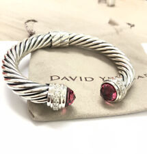 David Yurman Sterling Silver 10mm Cable Bracelet with Tourmaline  & Diamonds picture