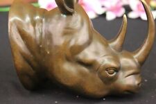 Signed-Genuine-Thomas-Mighty-African-Rhinoceros-Rhino-Wall-Mount-Bronze-Figure picture