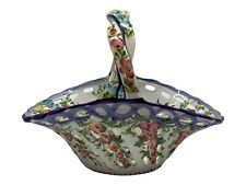 Andrea by Sadek Floral Porcelain Basket, Made in Portugal Home Decor Collectible picture