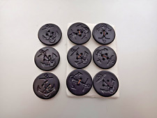 Lot of 9 Large Black Round Classic Anchor 4 Hole Buttons 1.25 Inches * picture
