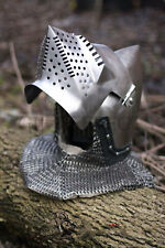 Custom SCA HNB 18 Gauge Steel Medieval Bascinet Klapvisor Helmet W Padding RC picture
