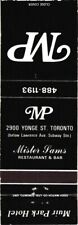 Toronto Canada MP Miss Pams Restaurant & Bar Vintage Matchbook Cover picture