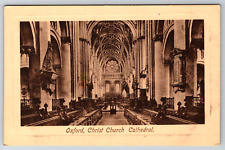 c1910s Oxford Christ Church Cathedral Embossed Interior Antique Postcard picture