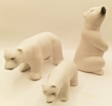 Vintage Ceramic White Polar Bear Figurines Made in Brazil Set of 3 picture