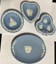Vintage Wedgwood Blue Jasperware Marked:  Made in England Lot of 3 Blue Heart picture