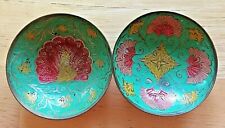  ORIENTAL GREAT DESIGNS MINI BOWLS 2 3/4'' DIA. BRASS BOTTOMS NO DINGS  picture