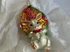 Christopher Radko bunny ornament  - Bringing You a Bunch of Love bunny w flowers picture