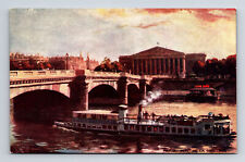 TUCKs Oilette Pont de la Concorde Quai dOrsay Tourist Boat Paris France Postcard picture