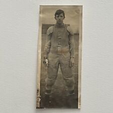 Antique Snapshot Photograph Handsome Young Man In Football Player Gear Pads picture