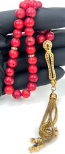 Vintage Germany Islamic Musilm Rossary Muslim Red Coral 33 Beads Tesbih 43gr Use picture