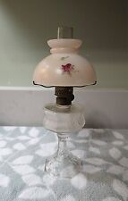 Antique Miniature Glass Oil Lamp Roses picture