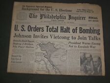 1968 NOV 1 PHILADELPHIA INQUIRER NEWSPAPER-U.S. ORDERS HALT OF BOMBING - NP 3140 picture