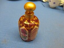 Antique Moser Cranberry  Glass With Gold And Enamel Cologne Bottle picture