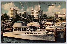 c1952 Deep Sea Fishing Fleet Pier 5, Miami, Fla. Vintage Postcard Unposted picture