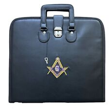 Masonic Regalia Black Faux Leather Masonic Apron Soft Case with Handle [BLACK] picture