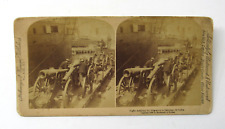 Army Soldiers Loading Artillery Cannons Stereoview Spanish American War Cuba picture