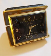 Vintage Vtg Seth Thomas Black Case Travel Alarm Clock 7 Jewels Germany WORKS picture