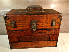 Vintage Antique 5 Drawer Oak Machinist Tool Chest picture