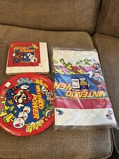VINTAGE 1990 SEALED NINTENDO POWER PARTY PLATES NAPKINS REED PAPER ART MARIO NOS picture