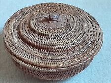 Unique Rare Hand Woven Indonesian Lombok Balinese Rattan Basket in EUC picture