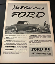 1930s Ford V-8 - Vintage Original Illustrated Print Ad / Garage Wall Art - CLEAN picture