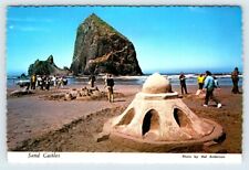 Sand Castles On The Oregon Beach Unused Vintage 4x6 Postcard AF519 picture