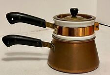 VTG Copper & Porcelain Double Boiler Made in France by L.Lecellier 7'' x 6'' picture