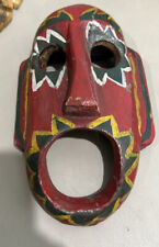 Carved Wood Small Tiki Mask Wall Hanging Rustic Tribal Rare picture