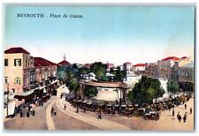 c1910's View Of Beyrouth Place De Canon Lebanon, Stores Cars Antique Postcard picture