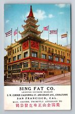 San Francisco CA-California, Sing Fat Company, Antique Souvenir Vintage Postcard picture