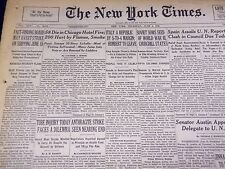 1946 JUNE 6 NEW YORK TIMES - 58 DIE IN CHICAGO HOTEL FIRE - NT 2696 picture