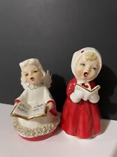 VTG COMMADORE CHRISTMAS SINGING ANGEL FIGURINES W/SONG BOOK picture