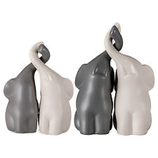 Elephants Figurines Ceramic Loving Pair of Tabletop Elephants Sculpture Decor picture