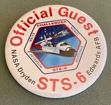 Vintage 1983 NASA Challenger STS-6 Edwards AFB Official Guest Pinback Pin Button picture