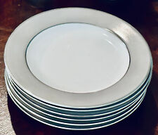 Platina by Sango Mid Century Vintage 6 Salad Plates Gray White w Platinum Trim picture