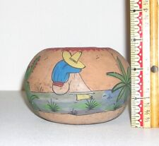 Vintage Hand Painted Mexican Pottery Terracotta 2.75